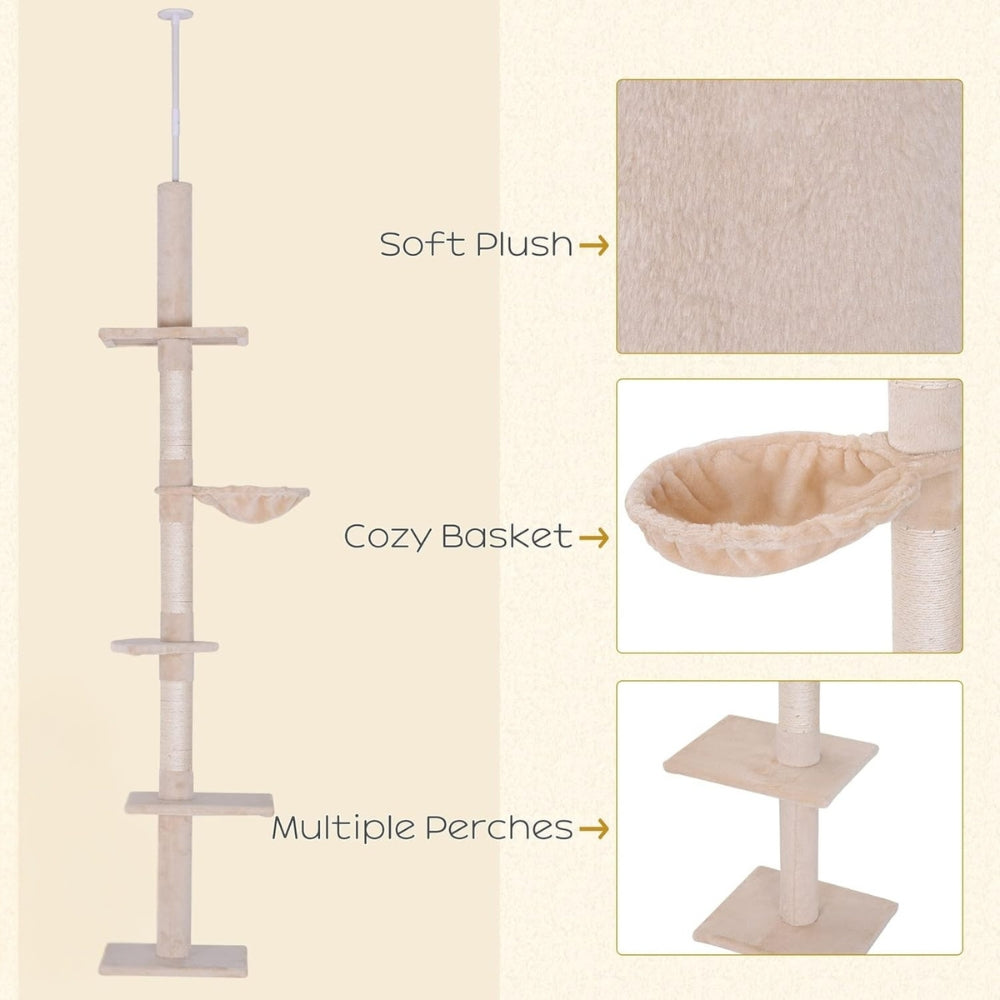 Floor-to-Ceiling No Drill Minimalist Cat Tree | PawHut