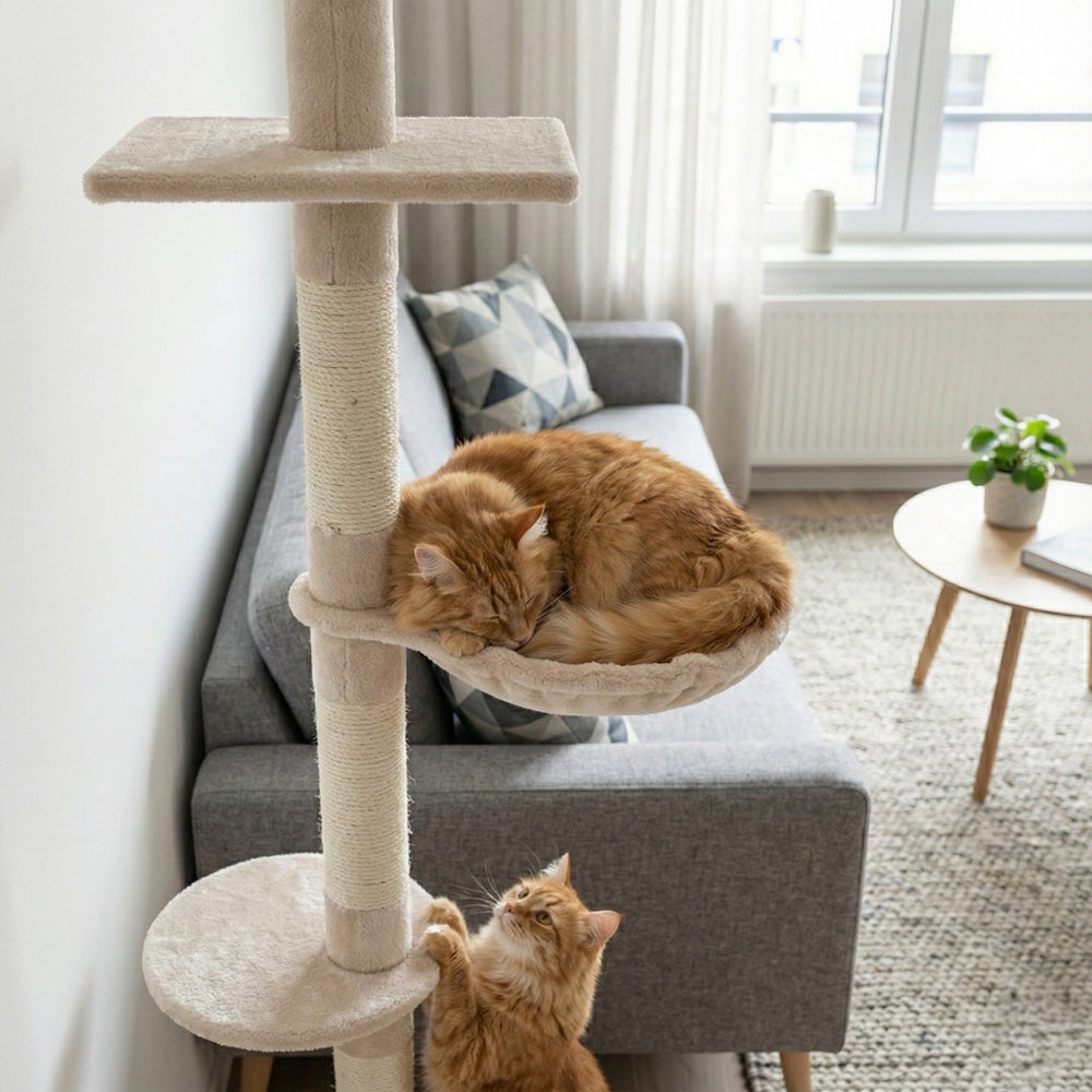 Floor-to-Ceiling No Drill Minimalist Cat Tree | PawHut