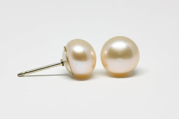 Peach Pink Pearl Stud Earrings 8mm - Velora Luxury Fashion