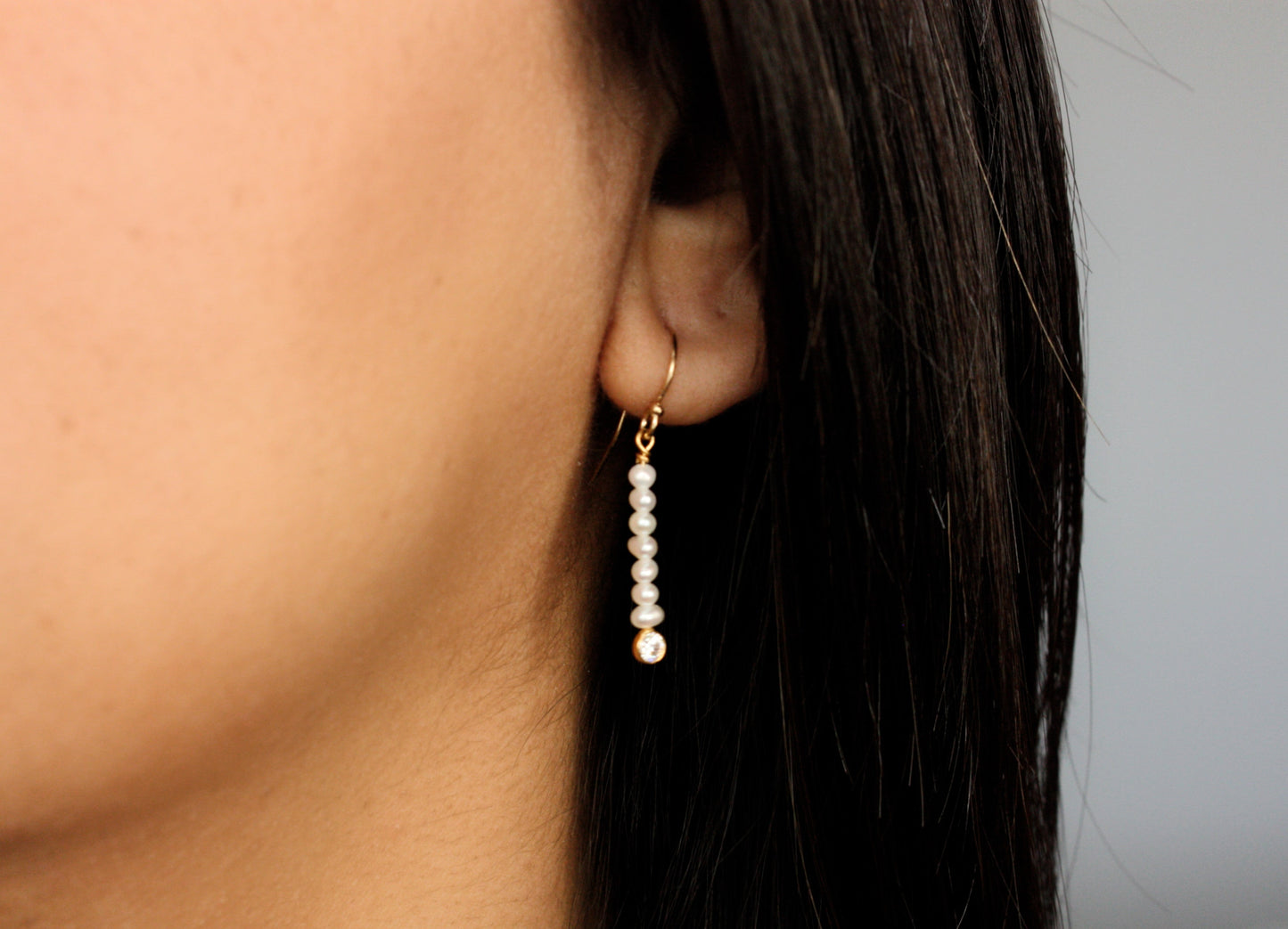Pearl and Cubic Zirconia Drop Earrings - Velora Luxury Fashion
