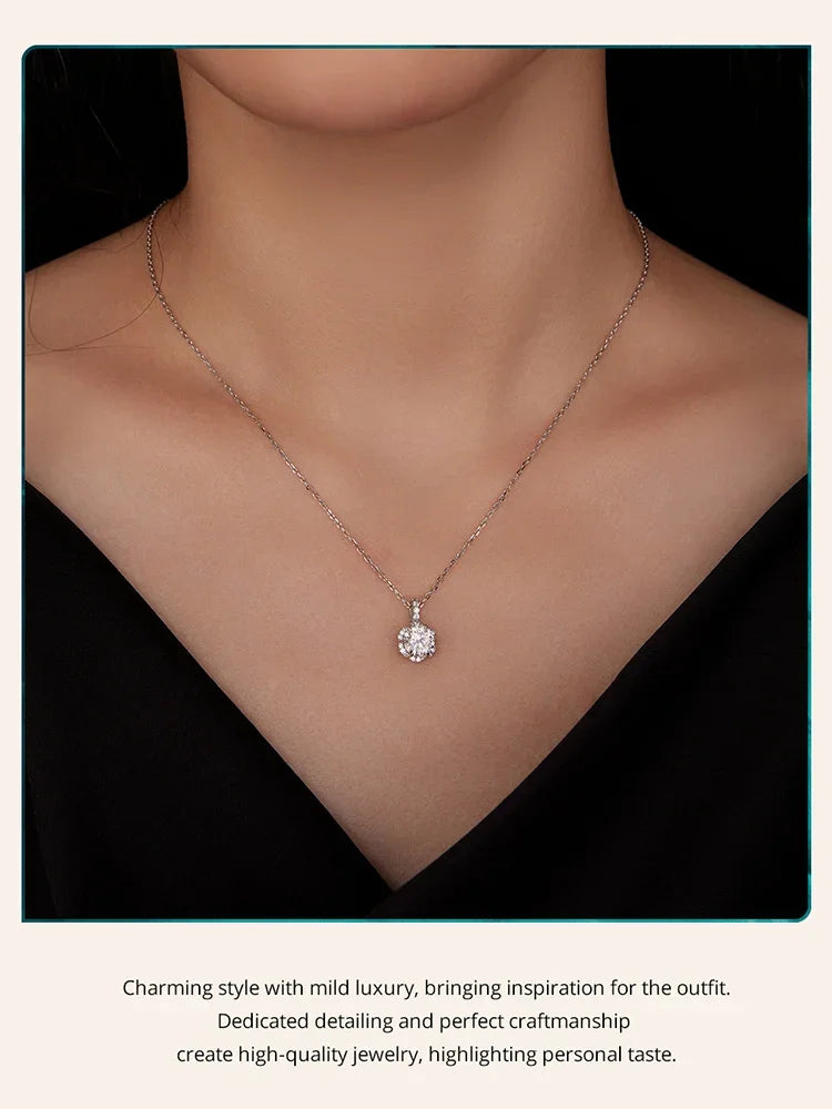 Petal Perfection 1ct Moissanite Sterling Silver Pendant Necklace - Velora Luxury Fashion