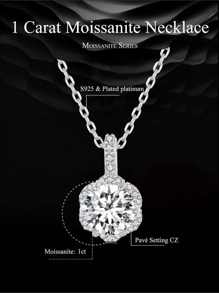 Petal Perfection 1ct Moissanite Sterling Silver Pendant Necklace - Velora Luxury Fashion