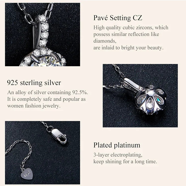 Petal Perfection 1ct Moissanite Sterling Silver Pendant Necklace - Velora Luxury Fashion