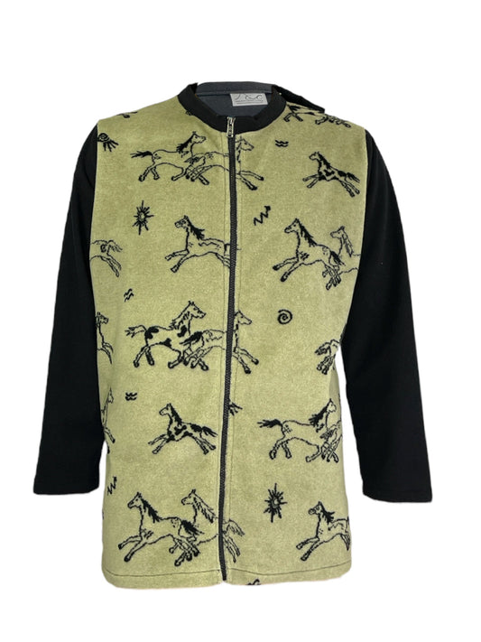 Adaptive Fleece Zip Jacket, Horse Pattern Adaptive Comfort Clothing