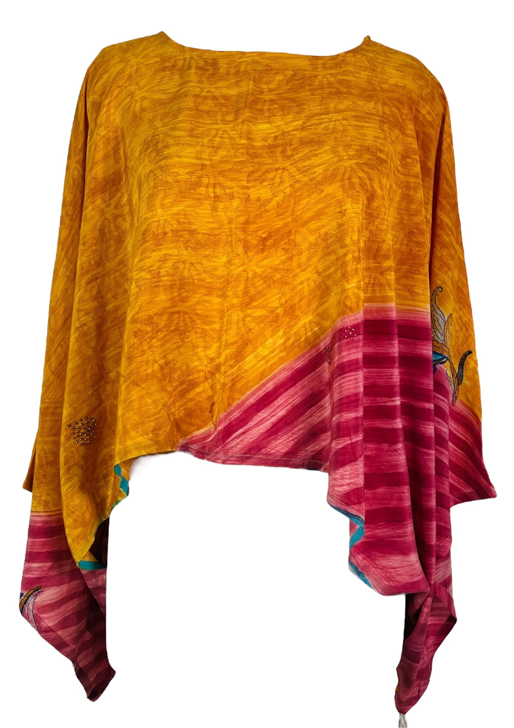 PRC7320 Avatar Pure Silk Kimono-Sleeved Top - Velora