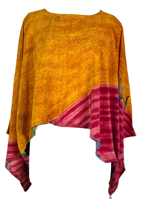 PRC7320 Avatar Pure Silk Kimono-Sleeved Top - Velora