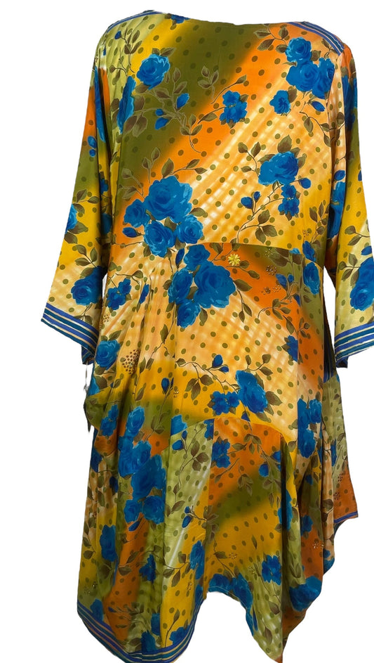 PRC7161 Avatar Pure Silk Sculptural Long Tunic Dress - Velora