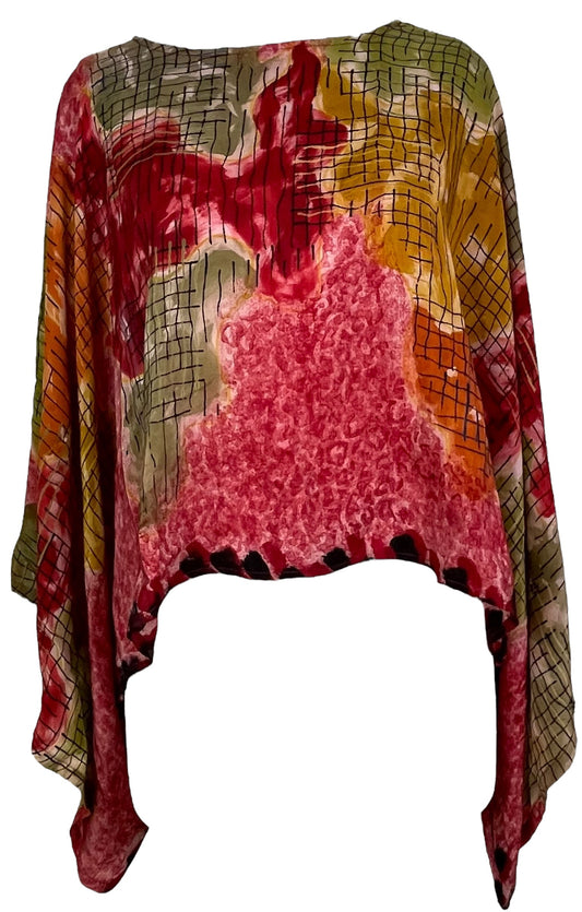 PRC7765 Avatar Pure Silk Kimono-Sleeved Top - Velora