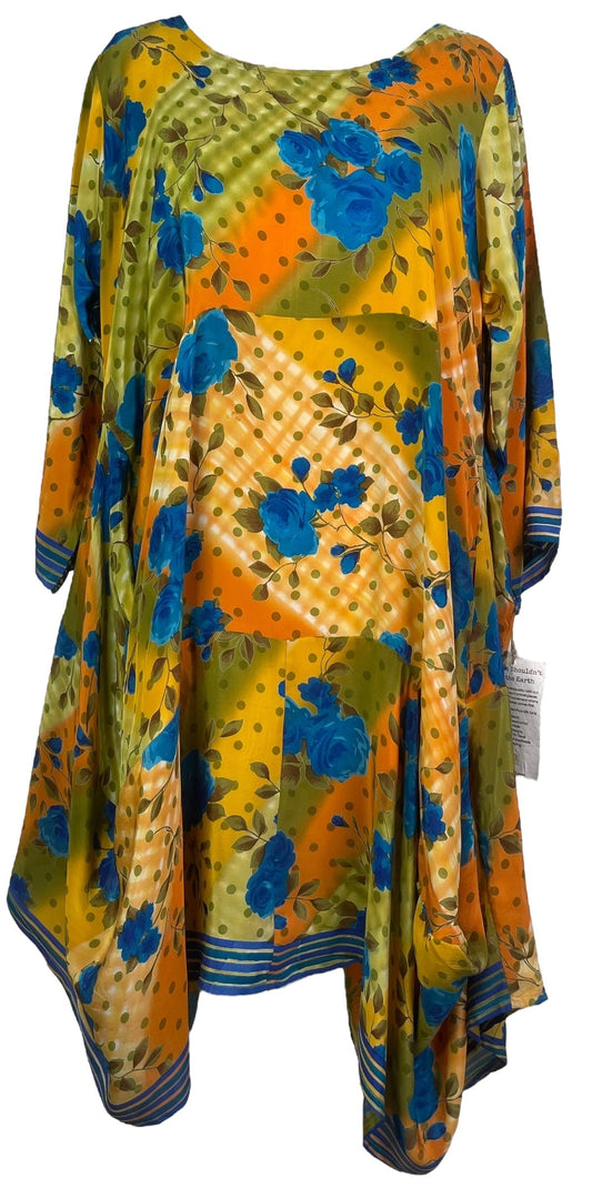 PRC7161 Avatar Pure Silk Sculptural Long Tunic Dress - Velora