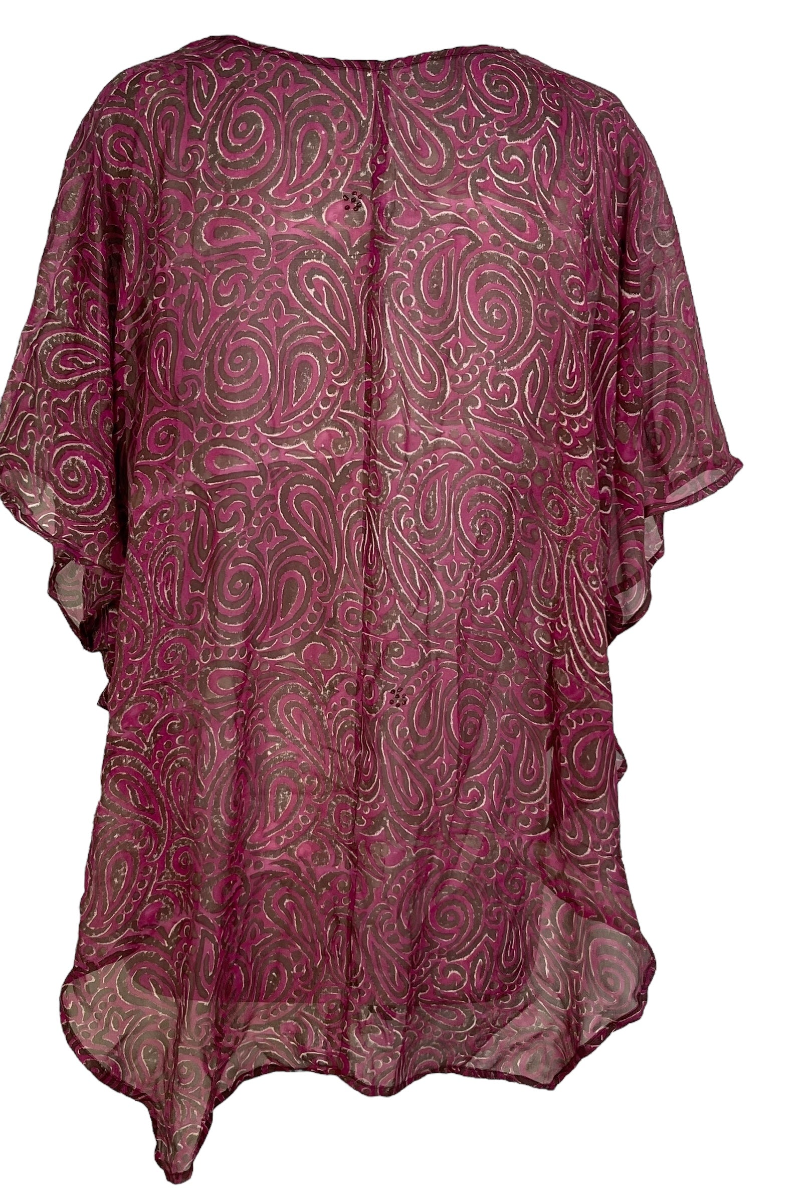 PRG7089 Sheer Avatar Pure Silk Waterfall Top - Velora