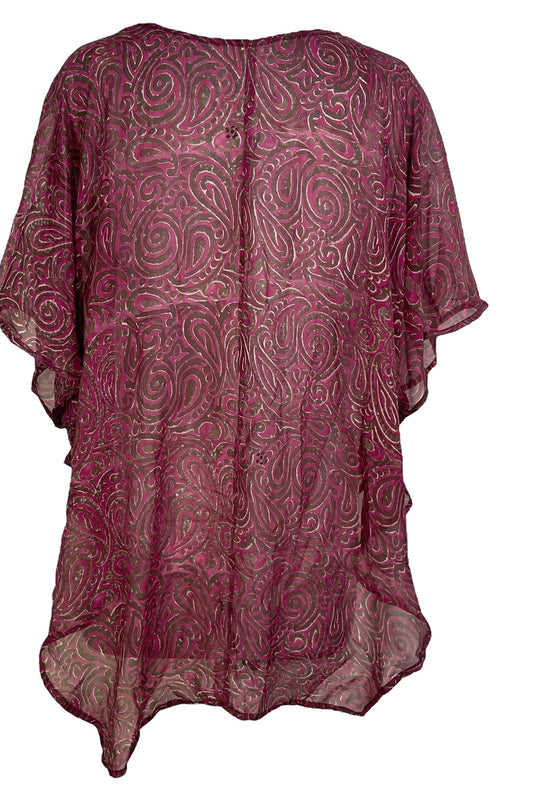 PRG7089 Sheer Avatar Pure Silk Waterfall Top - Velora