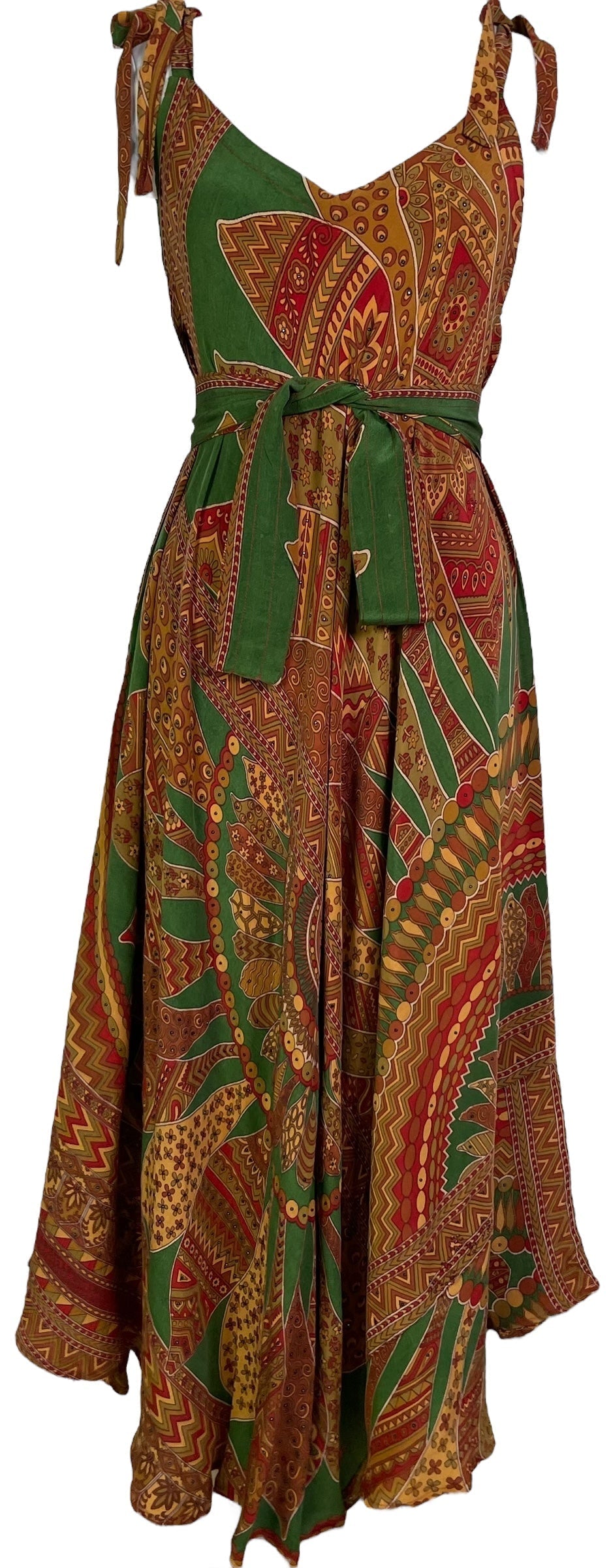 PRC7232 Avatar Pure Silk Maxi Dress with Belt - Velora