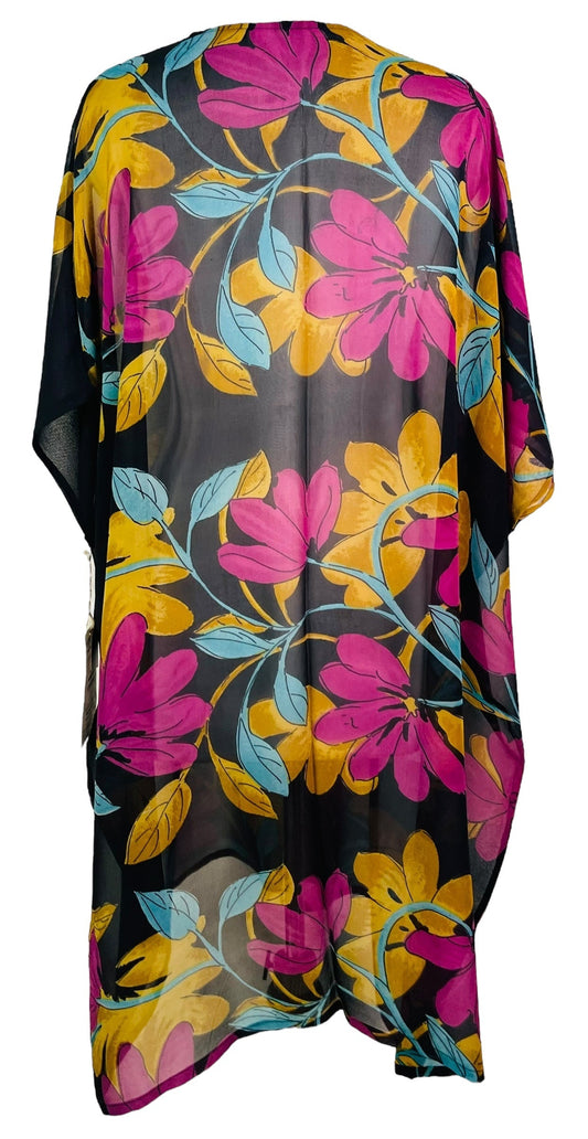 PRG7341 Sheer Avatar Pure Silk Midi Length Kaftan - Velora