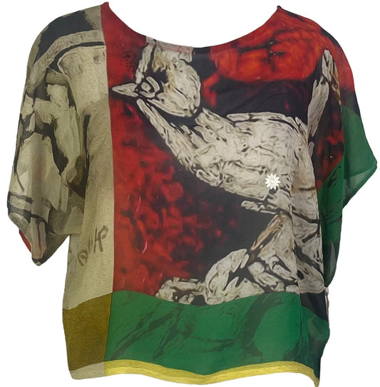 PRG6900 Sheer Avatar Pure Silk Boxy Top - Velora
