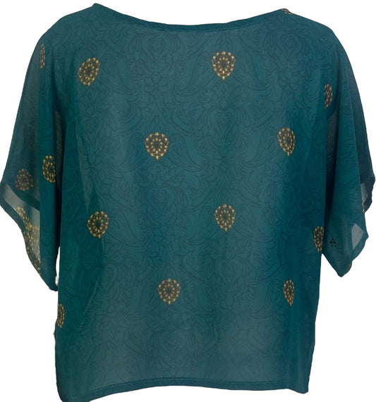 PRG6792 Sheer Avatar Pure Silk Boxy Top - Velora