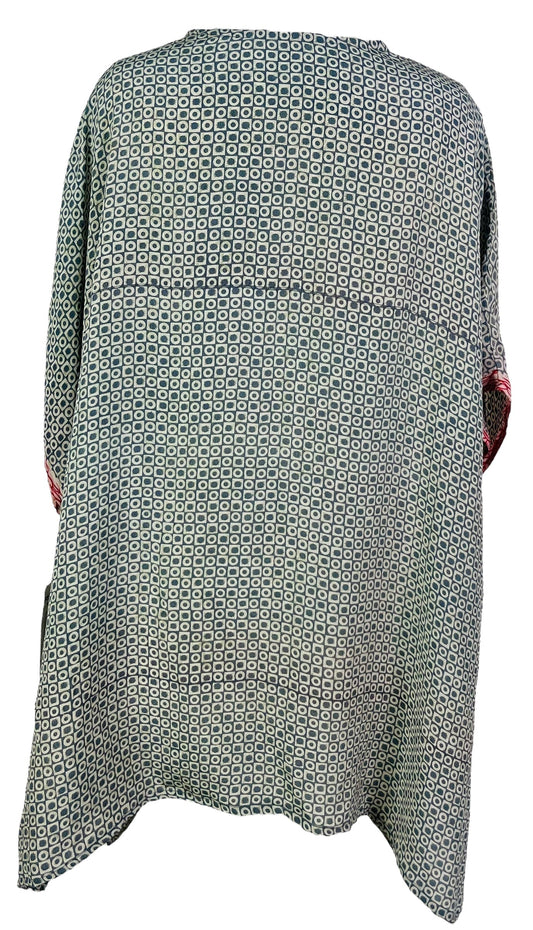 PRC7467 Avatar Pure Silk Short Kaftan Tunic with Slits - Velora