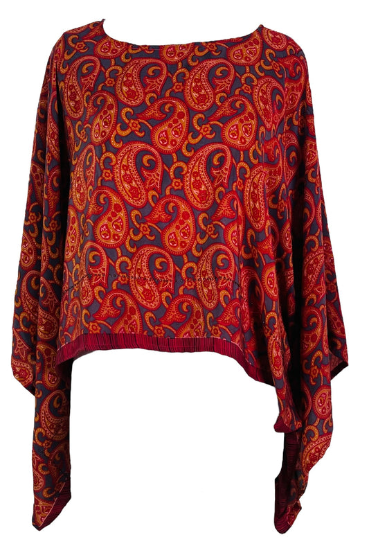 PRC7316 Avatar Pure Silk Kimono-Sleeved Top - Velora