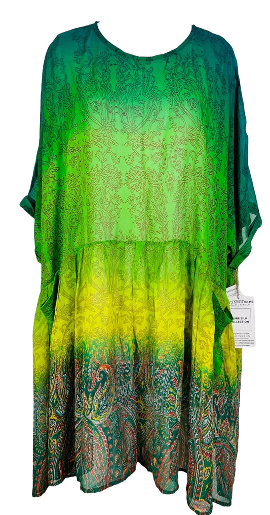 PRG7425 Sheer Avatar Pure Silk Boxy Babydoll Dress - Velora