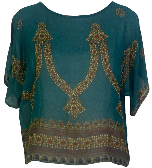 PRG6792 Sheer Avatar Pure Silk Boxy Top - Velora