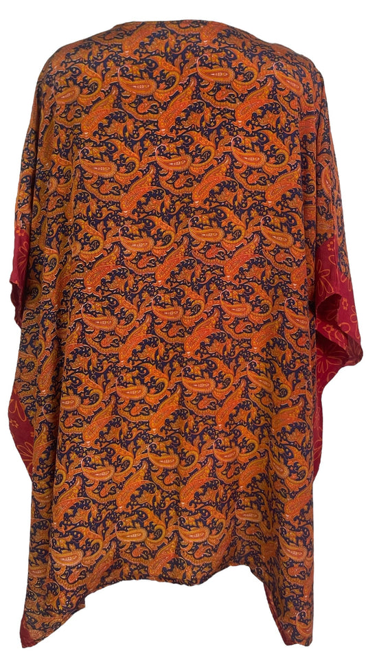 PRC7695 Avatar Pure Silk Short Kaftan Tunic with Slits - Velora