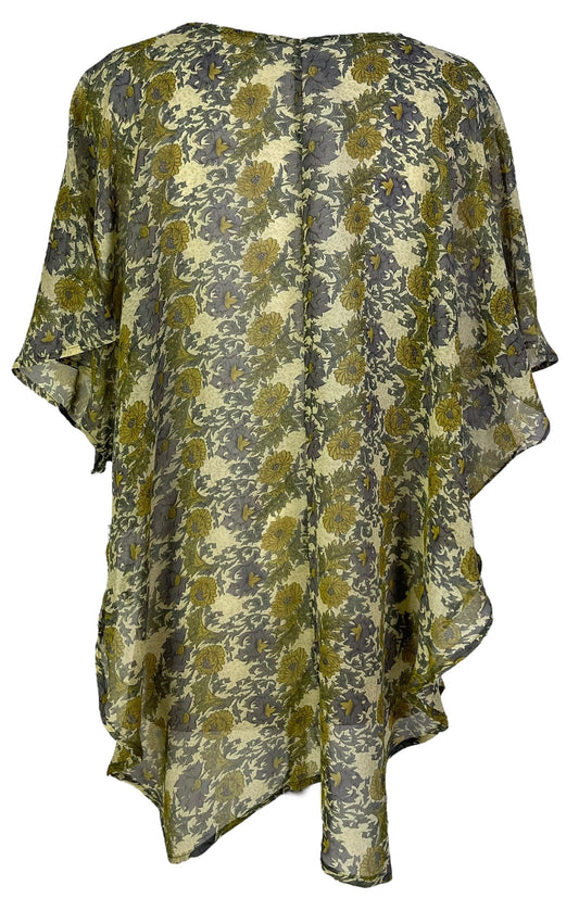 PRG6853 Sheer Avatar Pure Silk Waterfall Top - Velora