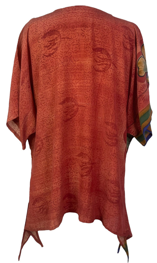PRC7604 Avatar Pure Silk Long Tunic with Side Ties - Velora