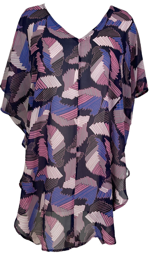 PRG7044 Sheer Sheer Avatar Pure Silk Waterfall Top - Velora
