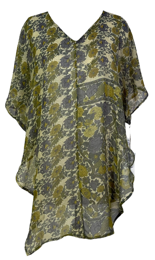 PRG6853 Sheer Avatar Pure Silk Waterfall Top - Velora