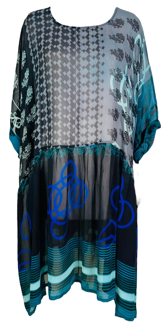 PRG7430 Sheer Avatar Pure Silk Boxy Babydoll Dress - Velora