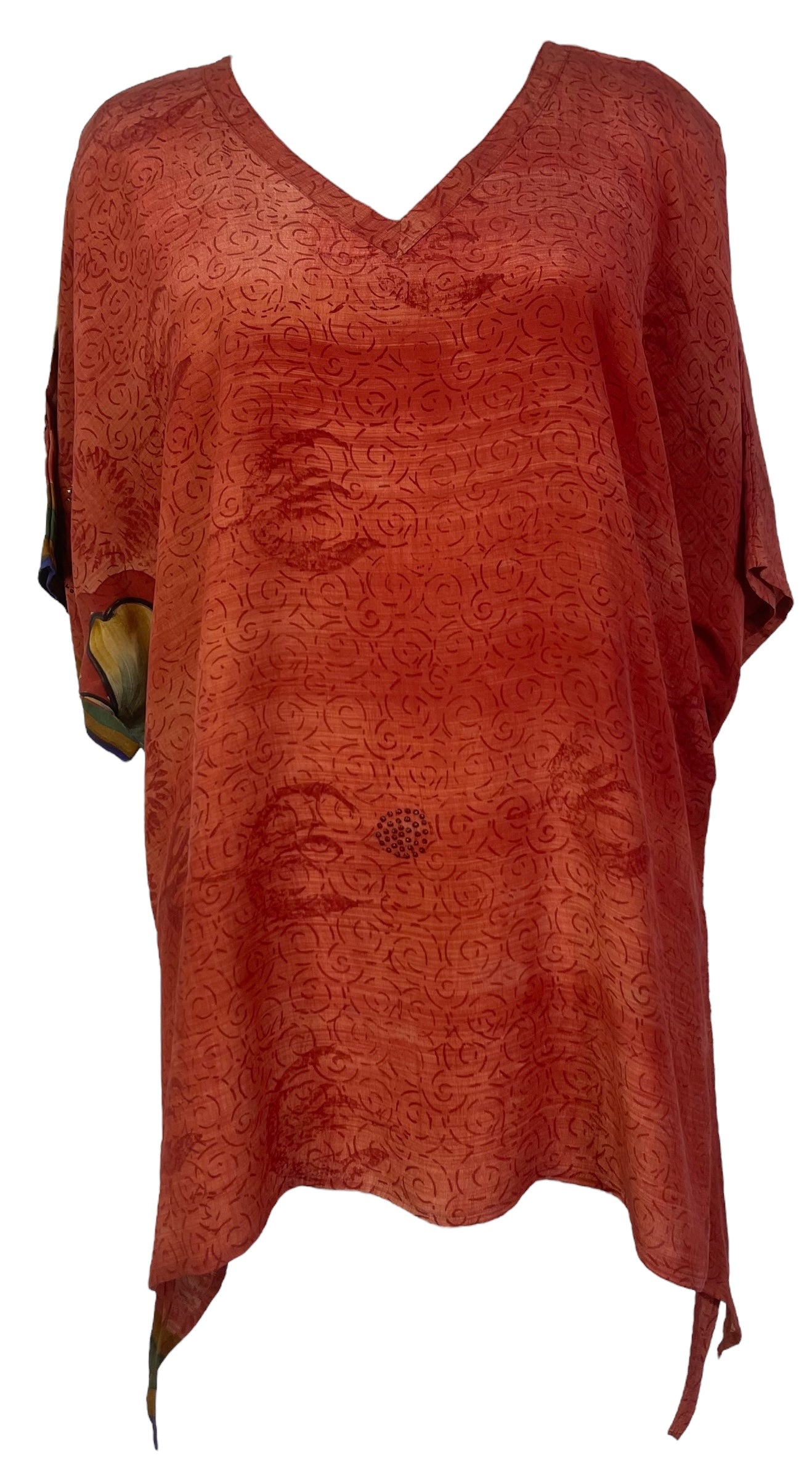 PRC7604 Avatar Pure Silk Long Tunic with Side Ties - Velora