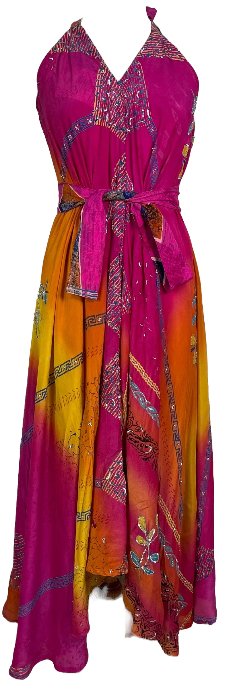 PRC7236 Avatar Pure Silk Maxi Dress with Belt - Velora