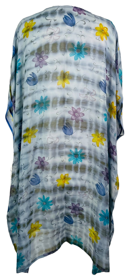 PRG6804 Sheer Avatar Pure Silk Midi Length Kaftan - Velora