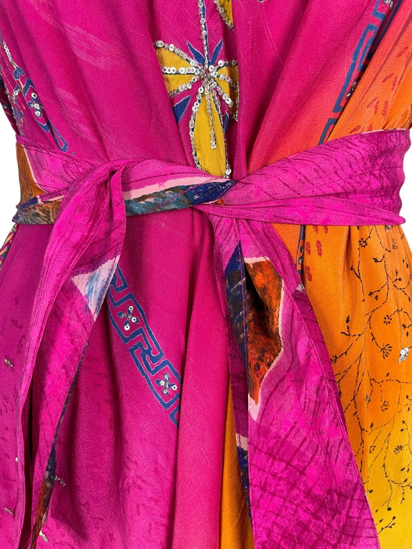 PRC7236 Avatar Pure Silk Maxi Dress with Belt - Velora