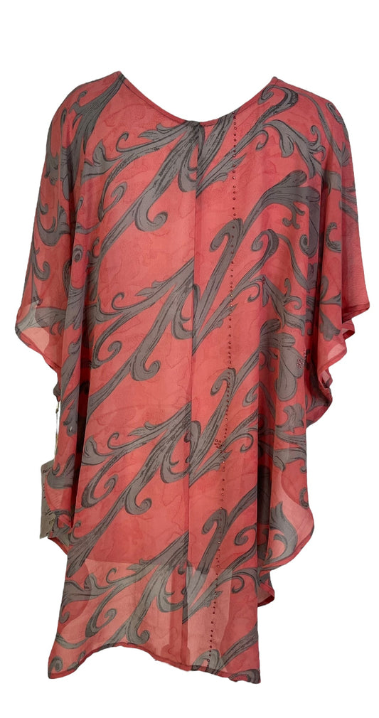 PRG7263 Sheer Avatar Pure Silk Waterfall Top - Velora