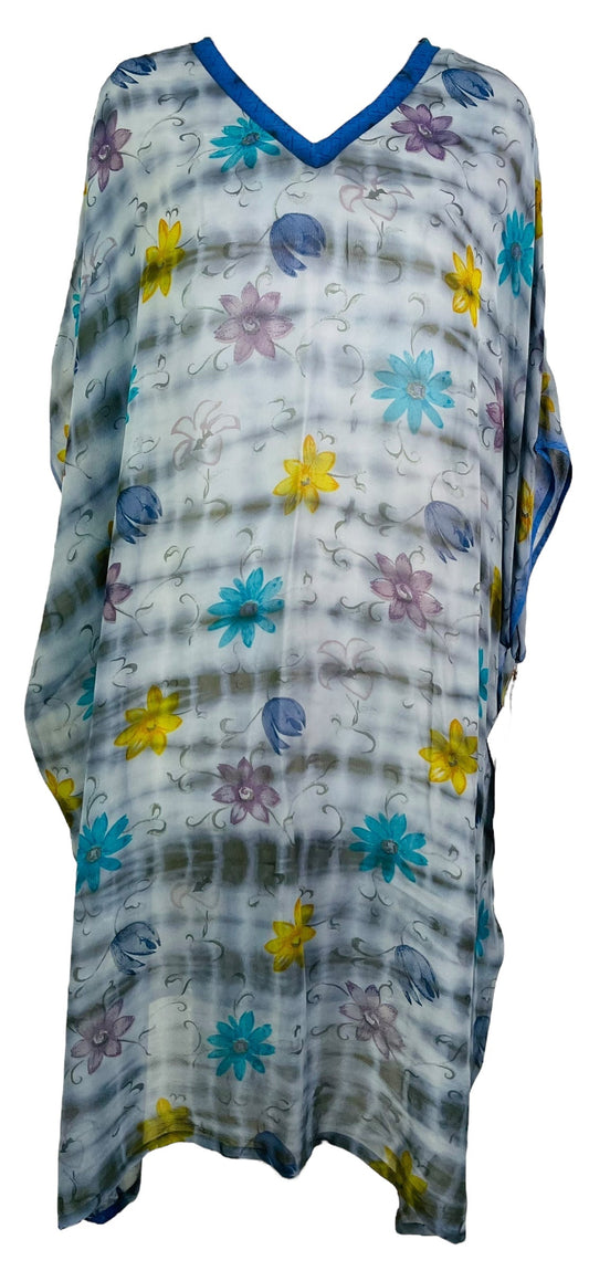 PRG6804 Sheer Avatar Pure Silk Midi Length Kaftan - Velora