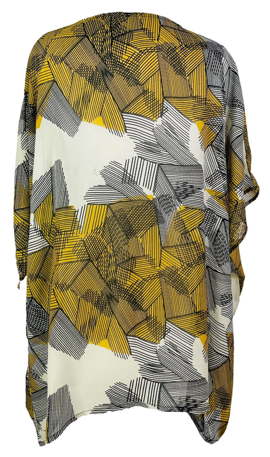 PRG7361 Sheer Avatar Pure Silk Short Kaftan Tunic without Slits - Velora