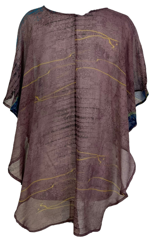 PRG7226 Sheer Avatar Pure Silk Waterfall Top - Velora