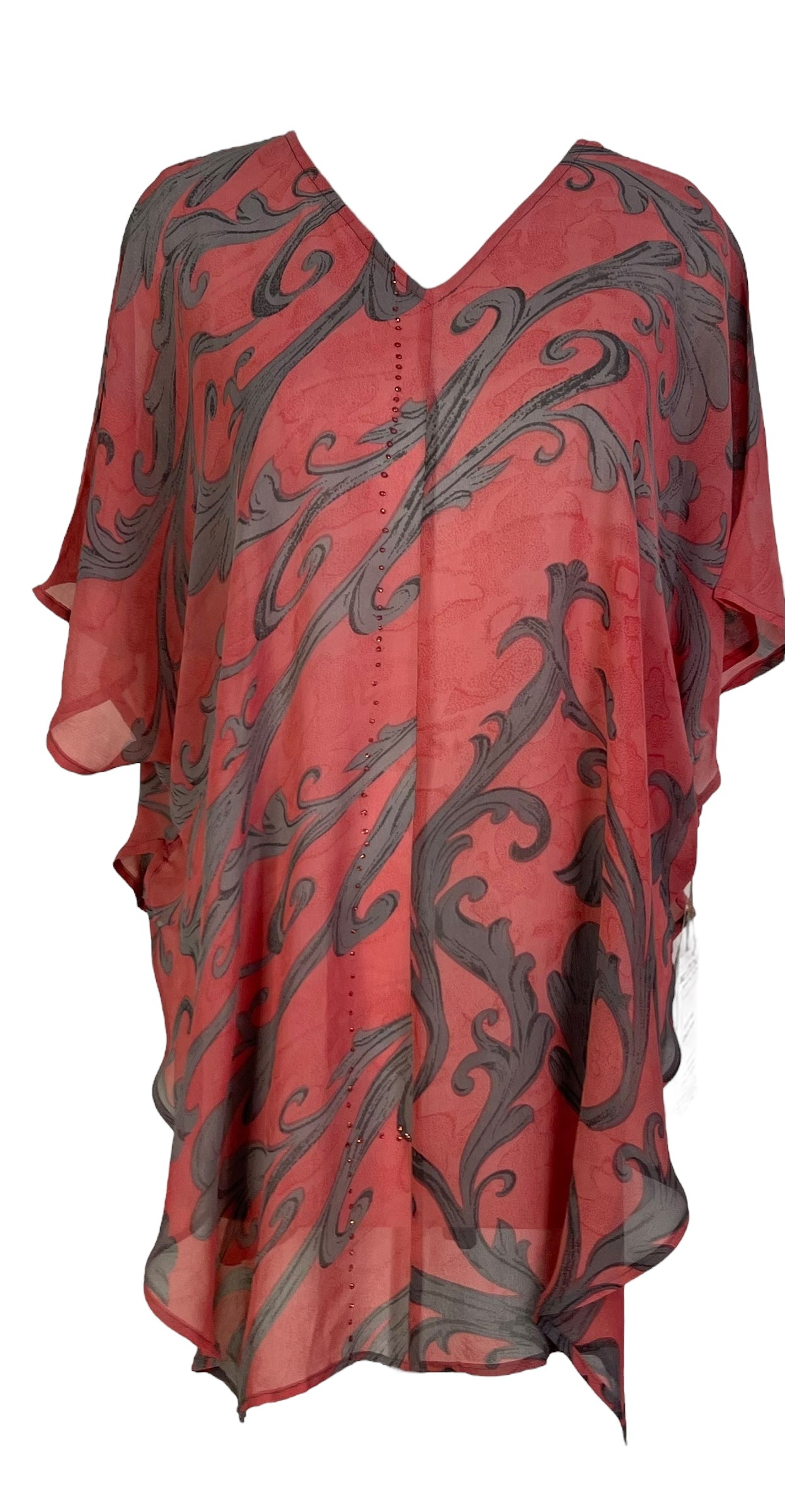 PRG7263 Sheer Avatar Pure Silk Waterfall Top - Velora