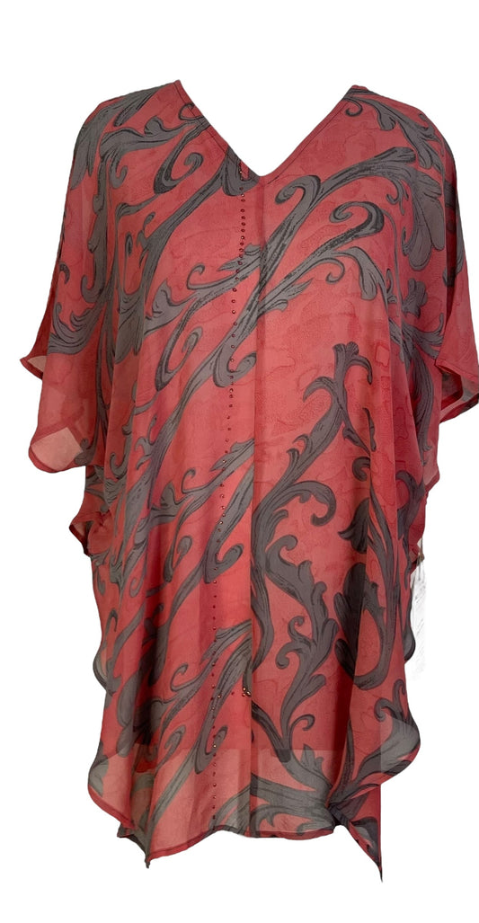 PRG7263 Sheer Avatar Pure Silk Waterfall Top - Velora