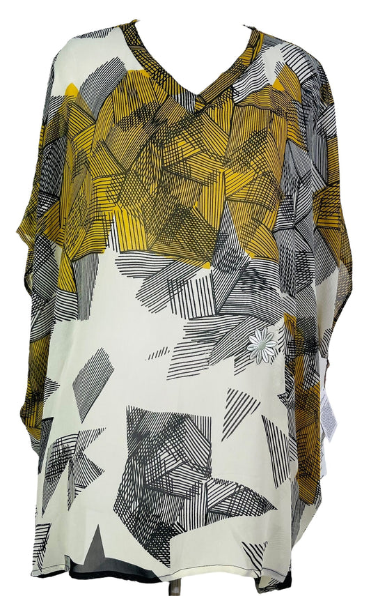 PRG7361 Sheer Avatar Pure Silk Short Kaftan Tunic without Slits - Velora