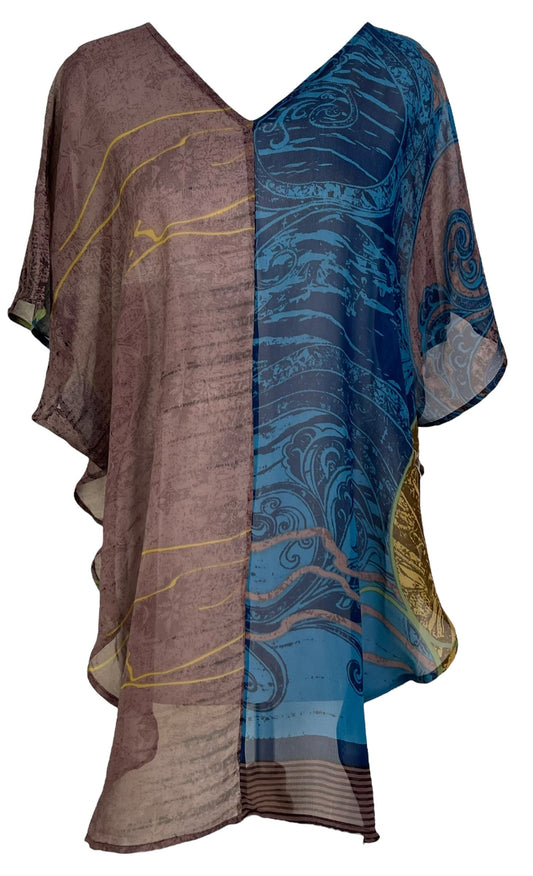 PRG7226 Sheer Avatar Pure Silk Waterfall Top - Velora