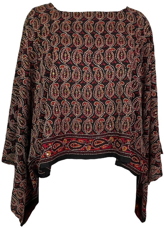 PRC7750Avatar Pure Silk Kimono-Sleeved Top - Velora