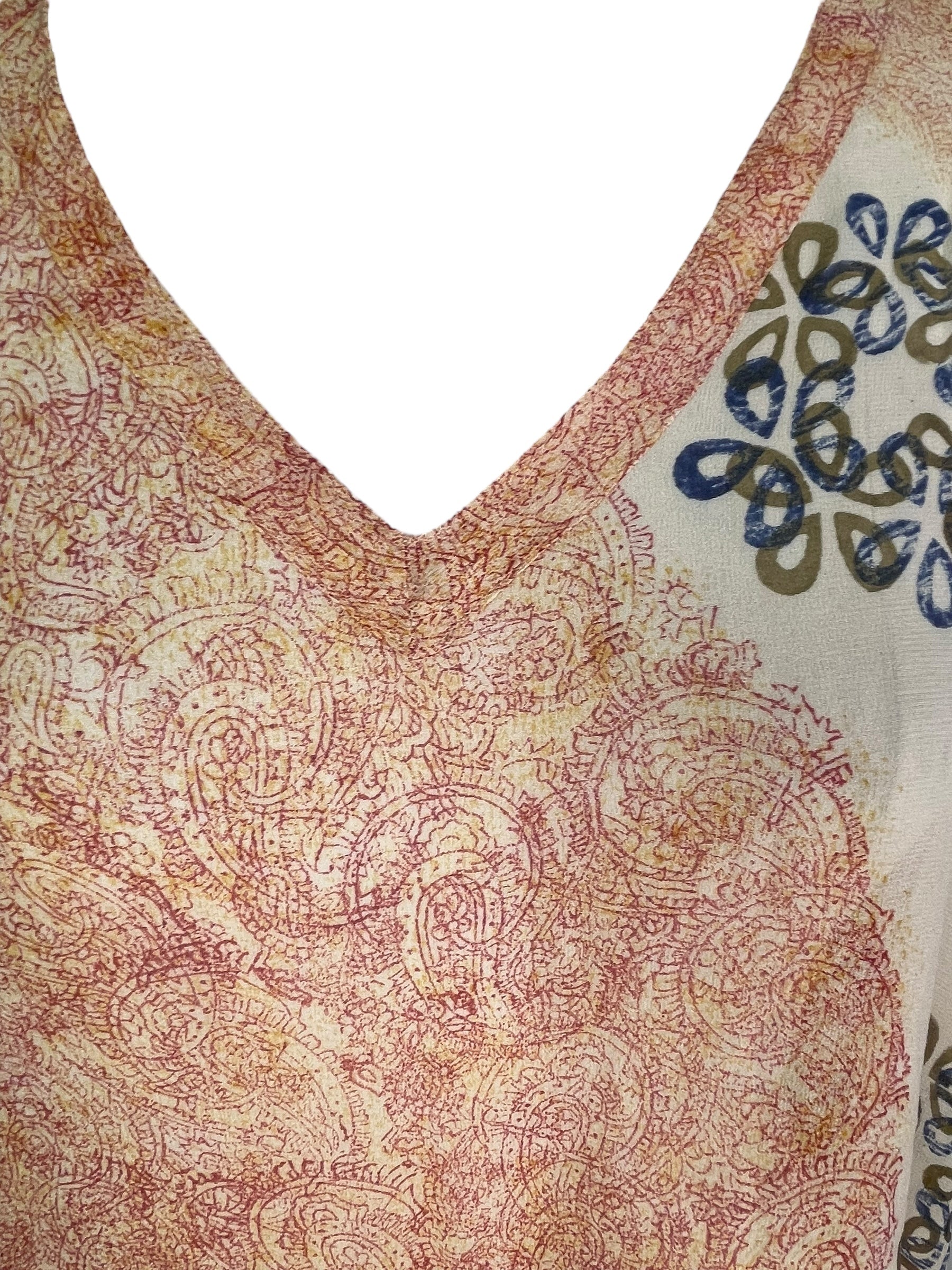 PRG7714 Sheer Avatar Pure Silk Short Kaftan Tunic with Slits - Velora