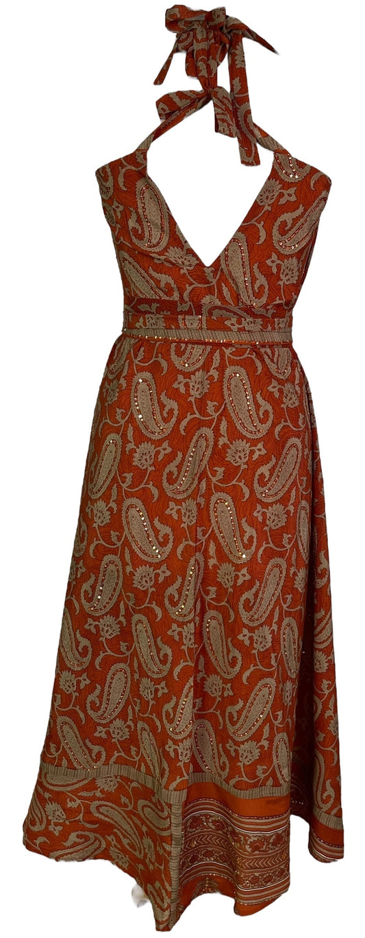 PRC7235 Avatar Pure Silk Maxi Dress with Belt - Velora