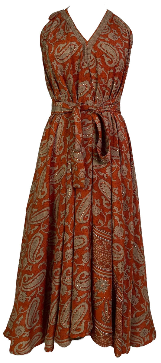 PRC7235 Avatar Pure Silk Maxi Dress with Belt - Velora