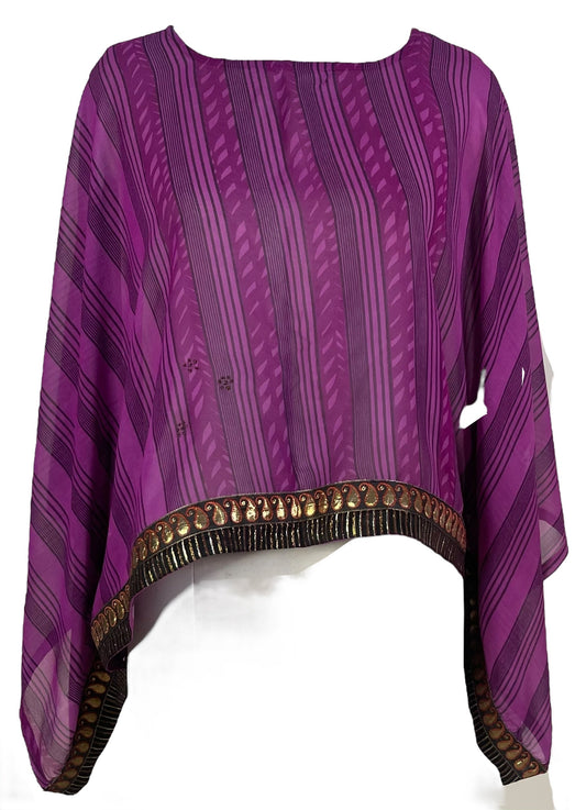 PRG7206 Sheer Avatar Pure Silk Kimono-Sleeved Top - Velora