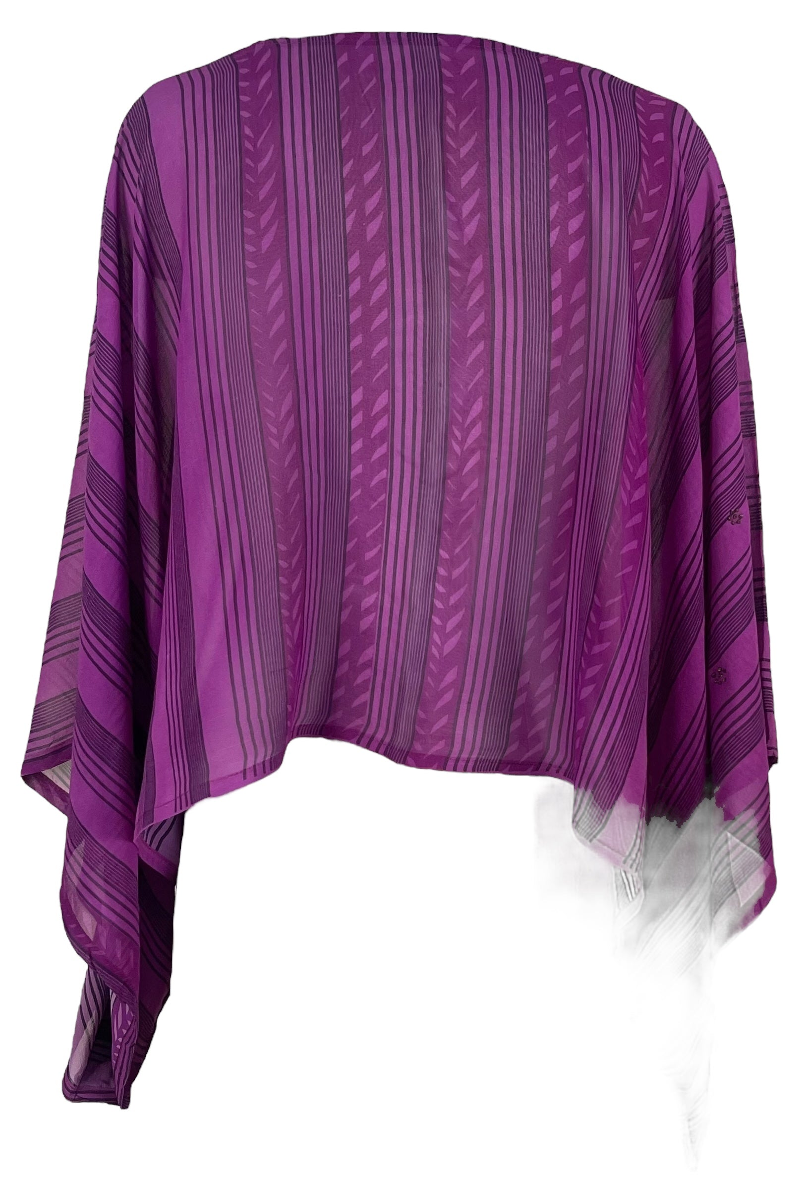 PRG7206 Sheer Avatar Pure Silk Kimono-Sleeved Top - Velora