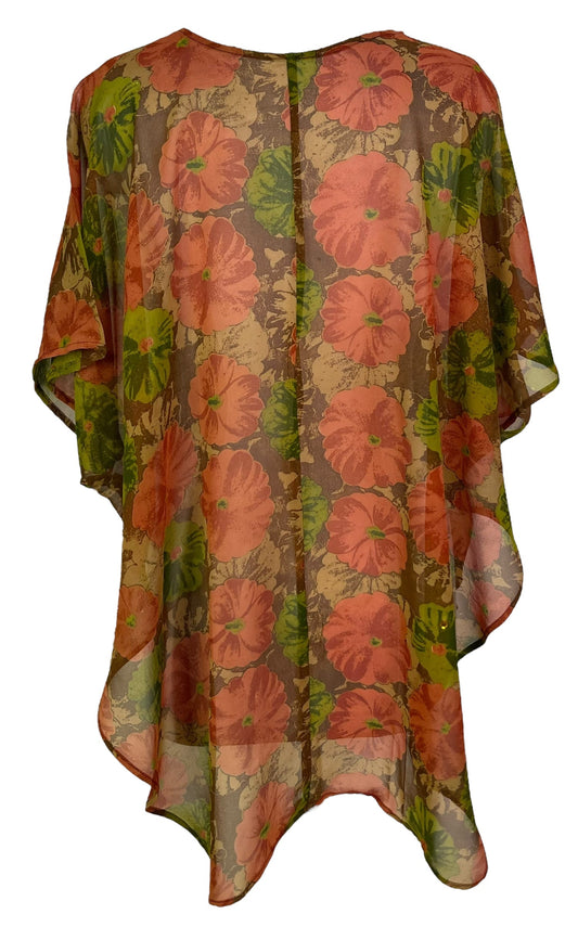 PRG7052 Sheer Avatar Pure Silk Waterfall Top - Velora