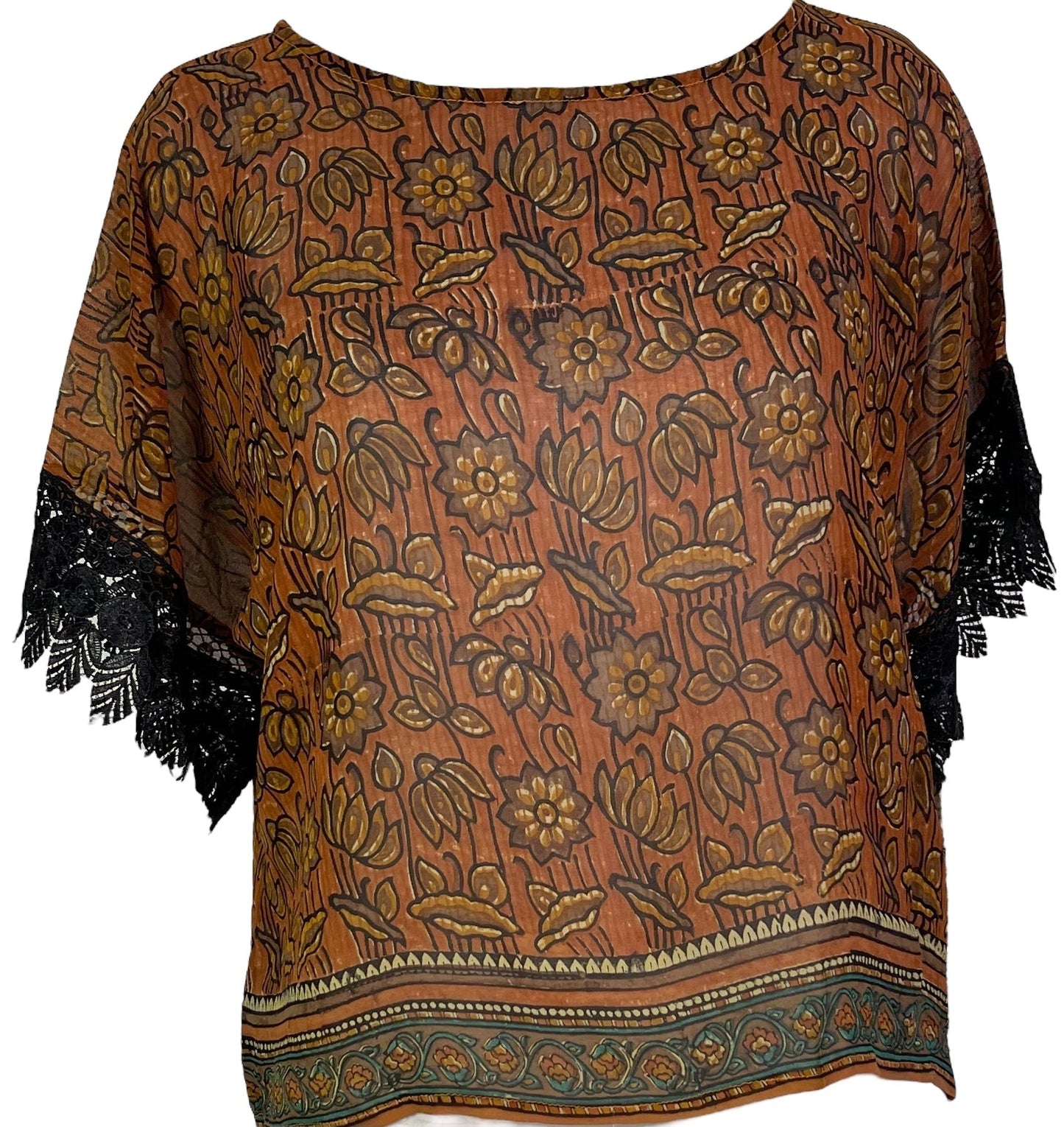 PRG6035 Sheer Avatar Pure Silk Boxy Top - Velora
