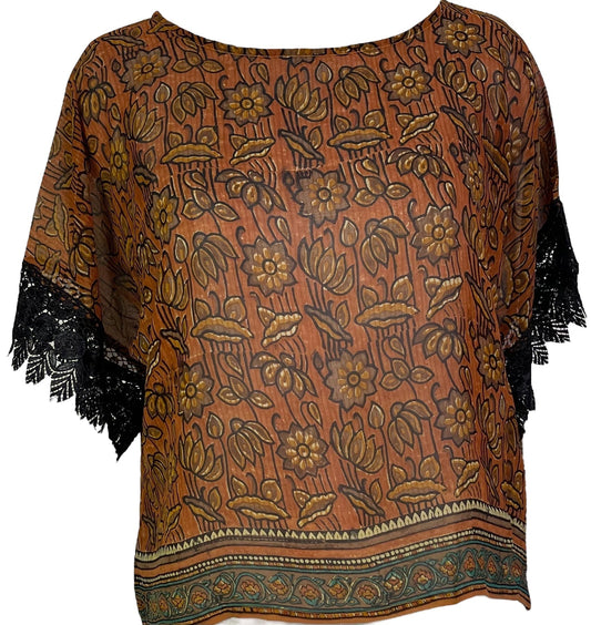 PRG6035 Sheer Avatar Pure Silk Boxy Top - Velora